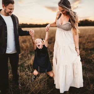 Free People Cream and Black Maxi Dress